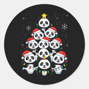 Lover Xmas Panda Christmas Tree T Shirt Classic Round Sticker
