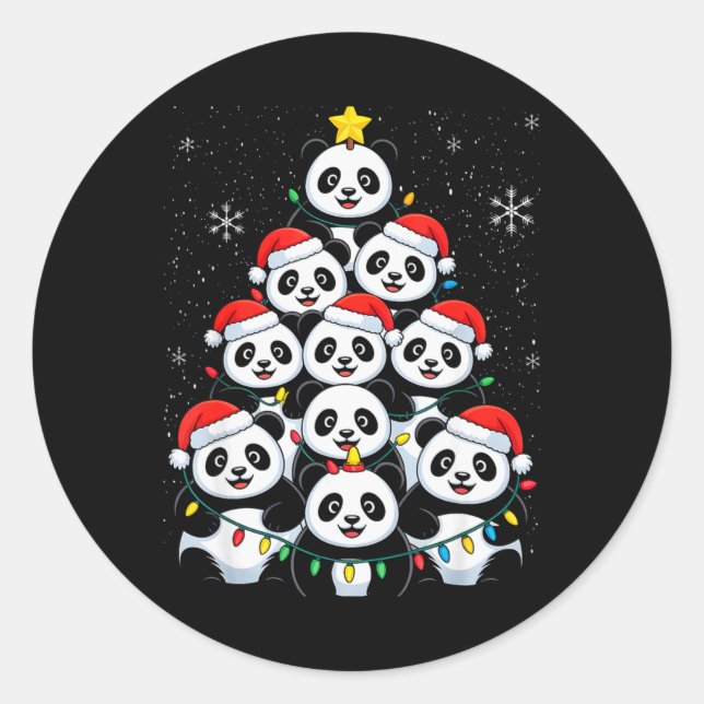 Lover Xmas Panda Christmas Tree T Shirt  Classic Round Sticker (Front)