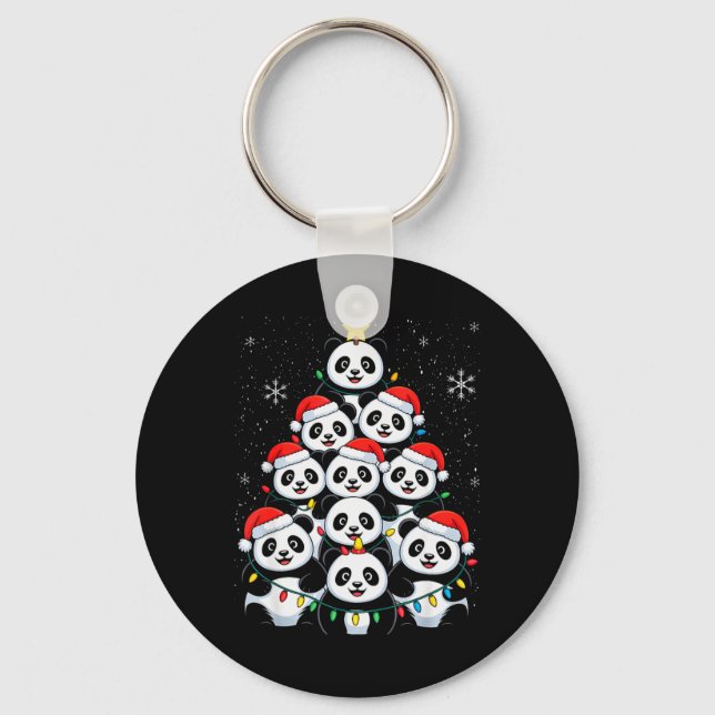 Lover Xmas Panda Christmas Tree T Shirt  Key Ring (Front)