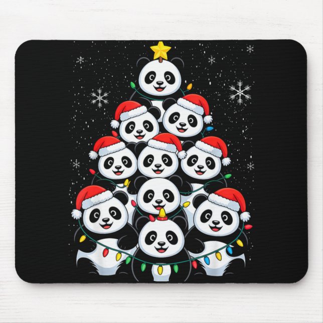 Lover Xmas Panda Christmas Tree T Shirt  Mouse Pad (Front)