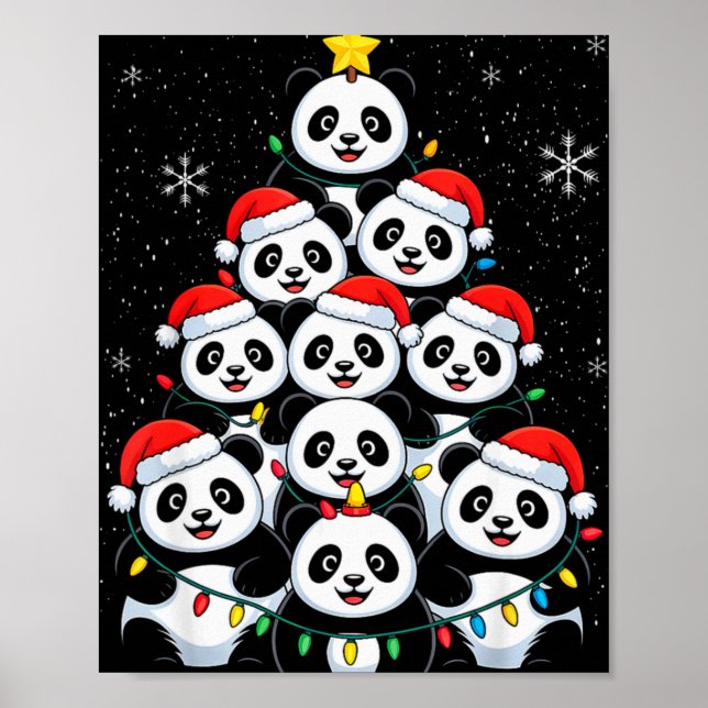 Lover Xmas Panda Christmas Tree T Shirt  Poster (Front)