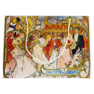 Lovers, Alphonse Mucha Large Gift Bag