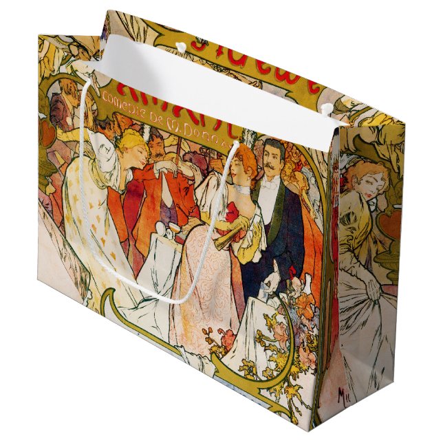 Lovers, Alphonse Mucha Large Gift Bag (Front Angled)