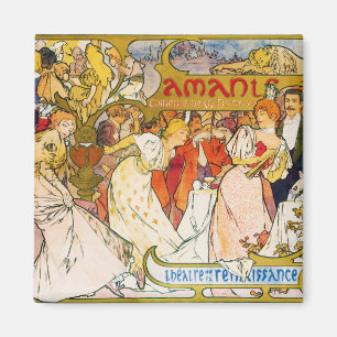 Lovers, Alphonse Mucha Magnet