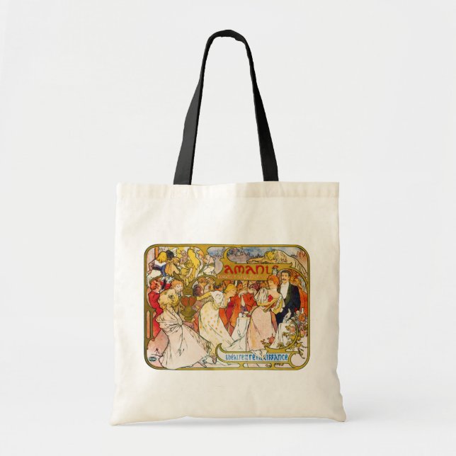 Lovers, Alphonse Mucha Tote Bag (Front)