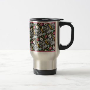 LOVERS AMONG THE IVY, SWEETHEART SKELETONS EMBRACE TRAVEL MUG