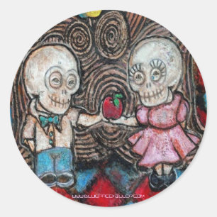 Lover's apple classic round sticker