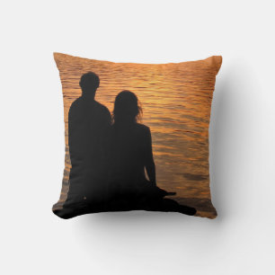 Lovers at Sunset Lake Cushion