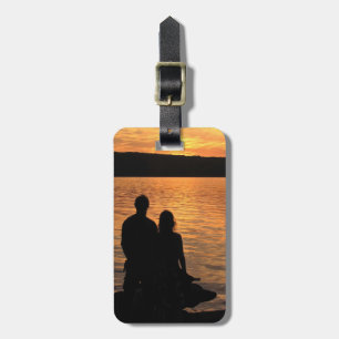 Lovers at Sunset Lake Luggage Tag
