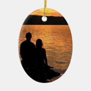Lovers at Sunset Lake Ornament