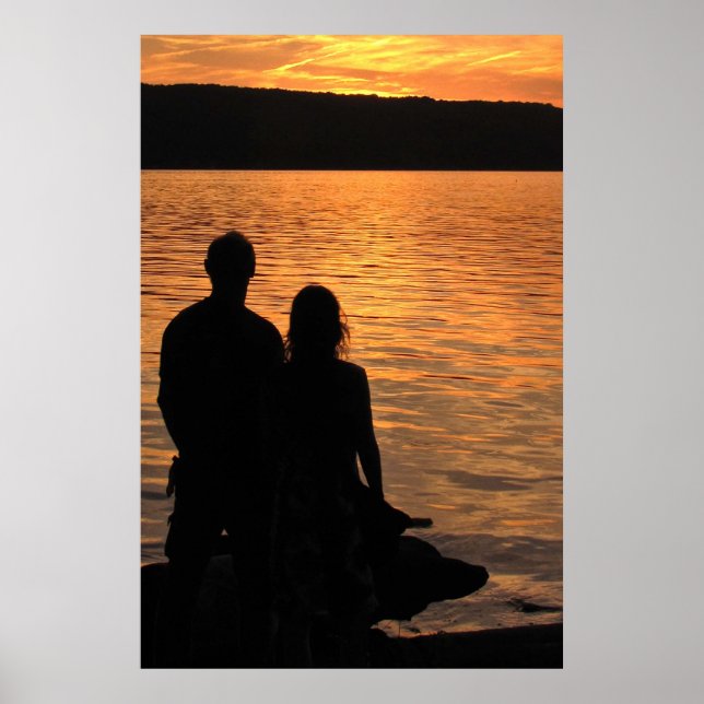 Lovers at Sunset Lake Poster (Front)