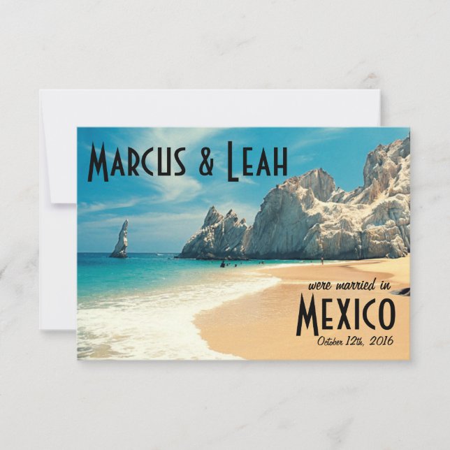 Lovers Beach, Cabo, Mexico Wedding Announce/Invite Invitation (Front)
