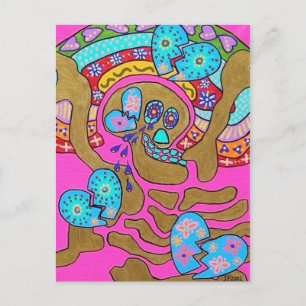 Lovers Broken Hearts & Tears Day Of The Dead Postcard