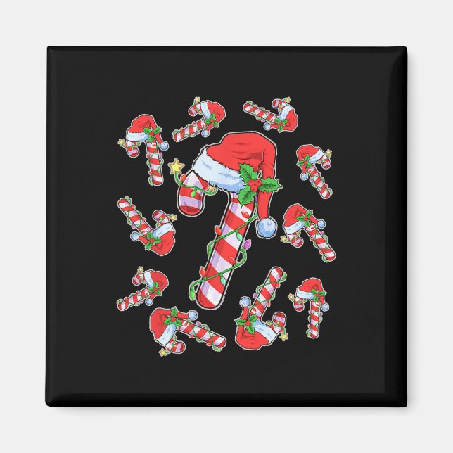 Lovers Candy Cane Santa Christmas Funny Xmas Light Magnet (Front)