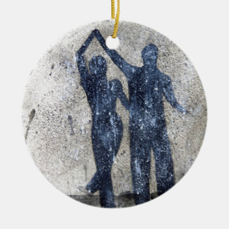Lovers dancing in rain ceramic tree decoration