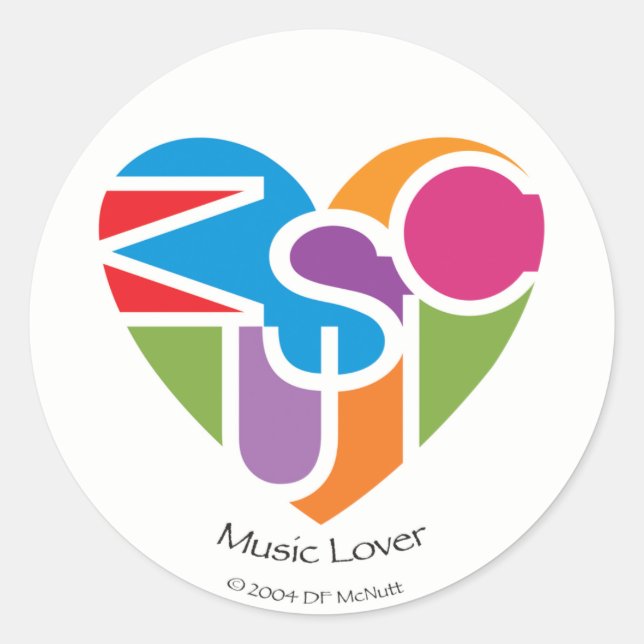 Lover's Heart® Music Lover's Sticker (Front)