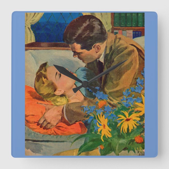 Lovers in Love Square Wall Clock (Front)