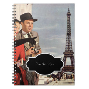 Lovers in Paris Vintage Illustration Spiral Notebook