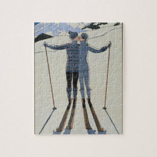 <Lovers in the Snow> by Georges Barbier Jigsaw Puzzle