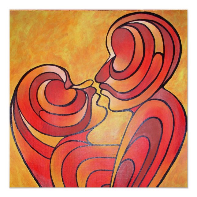 Lovers Kiss And Their Bodies Form A Love Heart Poster (Front)