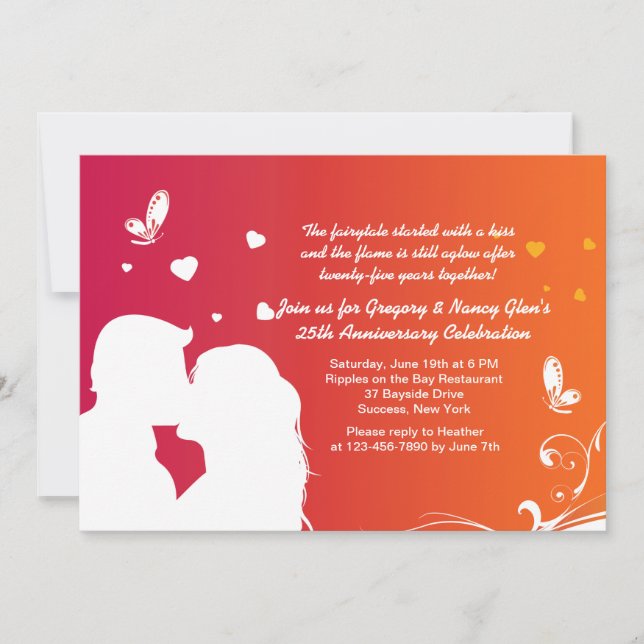 Lovers Kiss Anniversary Invitation (Front)