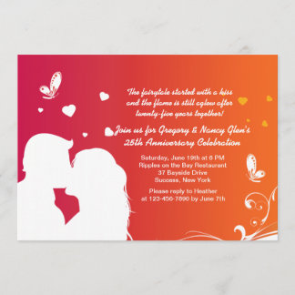 Lovers Kiss Anniversary Invitation