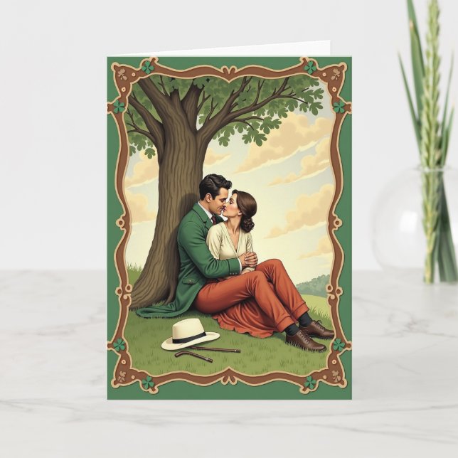 Lovers Kiss Under Tree Scene Card (Front)