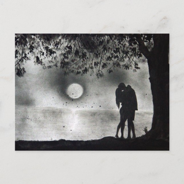 Lovers Kissing under tree Postcard (Front)