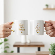 Lovers' mug Elegant Gold I Love You & Love You Mor