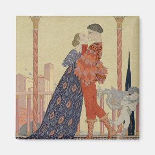 Lovers on a Balcony (w/c on paper) Magnet