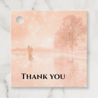 Lovers on a frozen pond favour tags