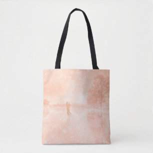 Lovers on a frozen pond          tote bag