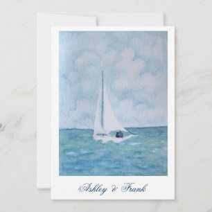 Lovers on a sailboat - wedding invitation