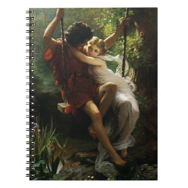 Lovers on a Swing. Spring by Pierre Auguste Cot Spiral Notebook (Front)