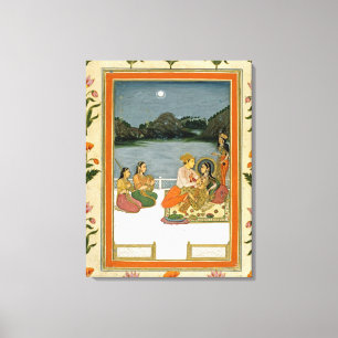 Lovers on a terrace by a moonlit lake, from the Sm Canvas Print