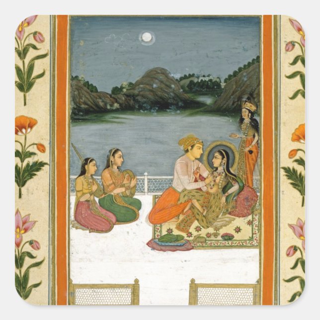 Lovers on a terrace by a moonlit lake, from the Sm Square Sticker (Front)