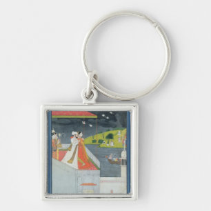 Lovers on a Terrace, c.1780-1800 Key Ring