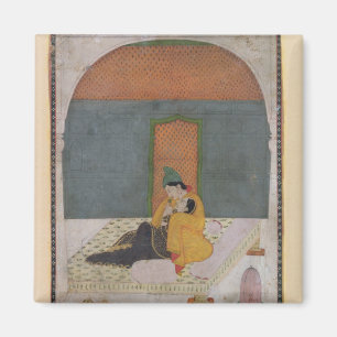 Lovers on a terrace, Garhwal, c.1780-1800 Magnet