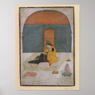 Lovers on a terrace, Garhwal, c.1780-1800 Poster
