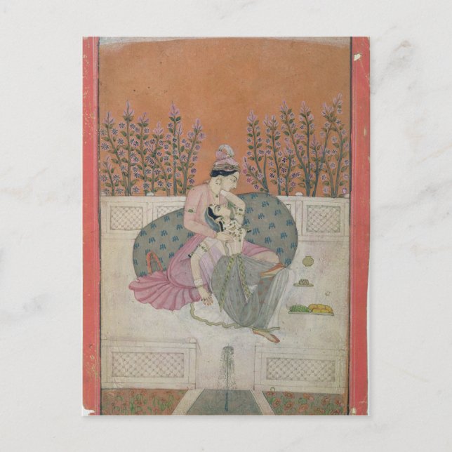Lovers on a Terrace, Pahari Postcard (Front)