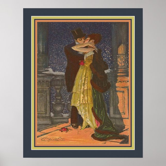 "Lovers on the Balcony"  by Achille Mauzan Poster (Front)