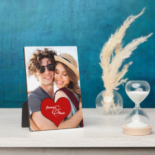 Lovers Red Heart Names Photo Plaque