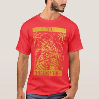 Lovers Tarot Card of Vintage Occult Goth Skeleton  T-Shirt