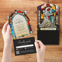 Lovers Tarot Stained Glass Style European Wedding