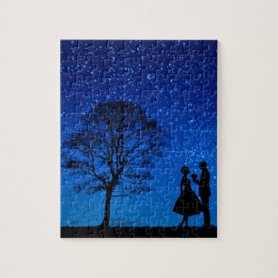 Lovers under a full moon    jigsaw puzzle