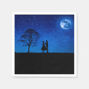 Lovers under a full moon napkin