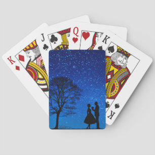Lovers under a full moon     playing cards