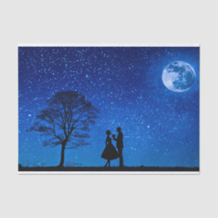 Lovers under a full moon tissue paper