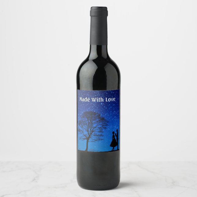 Lovers under a full moon     wine label (Front)