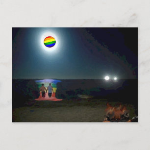 Lovers Under the Gay Pride Moon Postcard